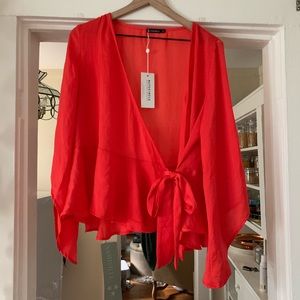 NWT Rut & Circle Bright Orange Wrap Blouse
